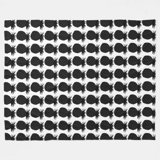 Klassisches Schwarz-Weiß-Ananas-Muster Fleecedecke (Vorderseite (Horizontal))