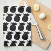 Klassisches Schwarz-Weiß-Ananas-Muster Geschirrtuch (Viertel Falte)