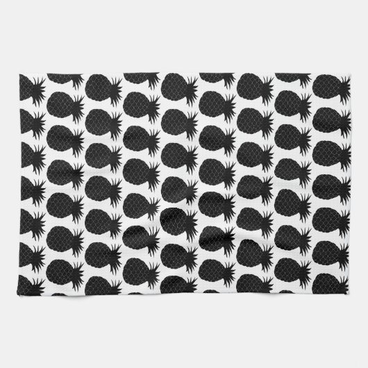 Klassisches Schwarz-Weiß-Ananas-Muster Geschirrtuch (Horizontal)