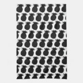 Klassisches Schwarz-Weiß-Ananas-Muster Geschirrtuch (Vertikal)