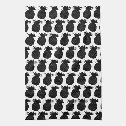 Klassisches Schwarz-Weiß-Ananas-Muster Geschirrtuch (Vertikal)