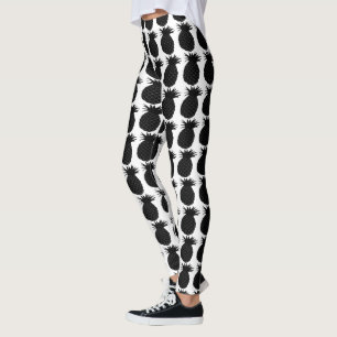 Klassisches Schwarz-Weiß-Ananas-Muster Leggings