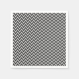 Klassisches Schwarz-Weiß-Art-Deco Herringbone-Must Serviette