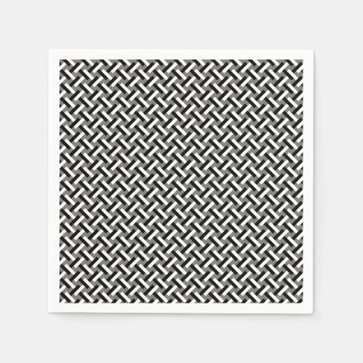 Klassisches Schwarz-Weiß-Art-Deco Herringbone-Must Serviette (Vorderseite)
