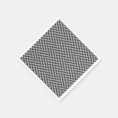 Klassisches Schwarz-Weiß-Art-Deco Herringbone-Must Serviette (Ecke)