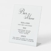Klassisches Schwarz-Weiß-Bar Menü 8 x 10 Zoll Sockelschild (Vorderseite)