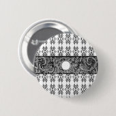 Klassisches Schwarz-weiß-Barockmuster zum Anpassen Button (Vorne & Hinten)