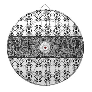 Klassisches Schwarz-weiß-Barockmuster zum Anpassen Dartscheibe