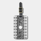 Klassisches Schwarz-weiß-Barockmuster zum Anpassen Gepäckanhänger (Vorderseite vertikal)