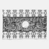 Klassisches Schwarz-weiß-Barockmuster zum Anpassen Handtuch (Horizontal)