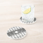 Klassisches Schwarz-weiß-Barockmuster zum Anpassen Sandstein Untersetzer (Seite)