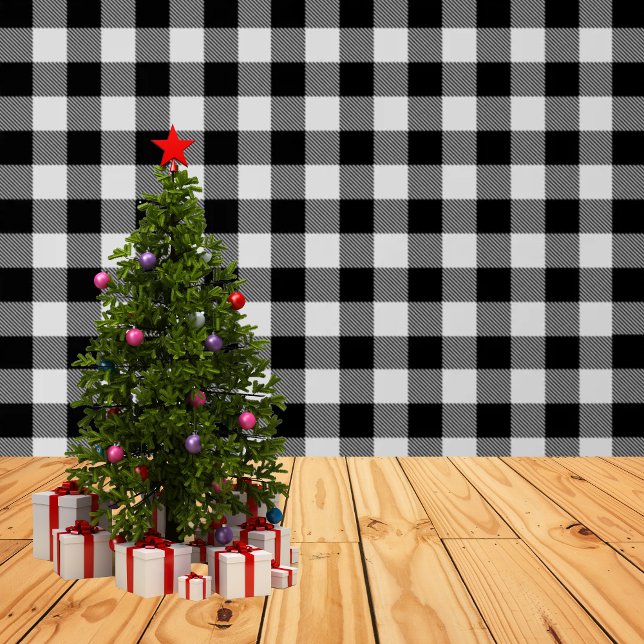Klassisches Schwarz-Weiß Buffalo Kariert Tapete (Classic Black White Buffalo Plaid)