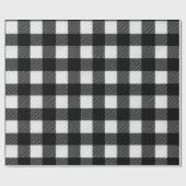 Klassisches Schwarz Weiß Büffel Schnee Karomuster Geschenkpapier (Flach)
