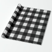 Klassisches Schwarz Weiß Büffel Schnee Karomuster Geschenkpapier (Ungerollt)