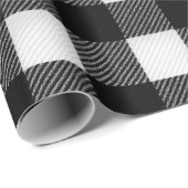 Klassisches Schwarz Weiß Büffel Schnee Karomuster Geschenkpapier (Rolleneckpunkt)