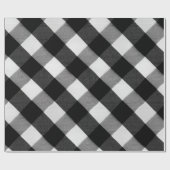 Klassisches Schwarz Weiß Büffel Schnee Karomuster Geschenkpapier (Flach)