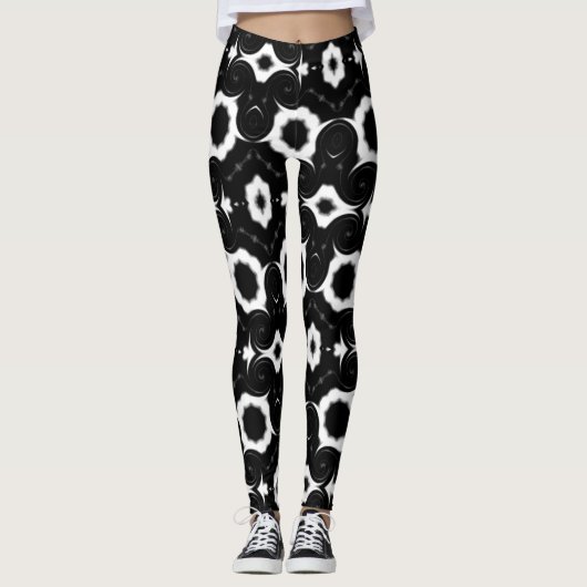Klassisches Schwarz-Weiß-Design Leggings (Vorderseite)