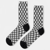 Klassisches Schwarz-Weiß-Diagonal-Gingham-Karo Socken (Linkes Detail)