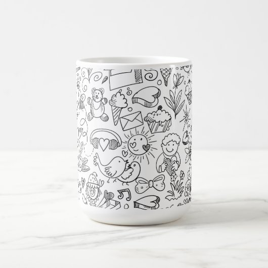 Klassisches Schwarz & Weiß Doddle Life ! Kaffeetasse (Mittel)