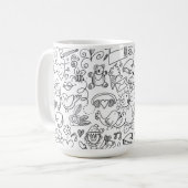 Klassisches Schwarz & Weiß Doddle Life ! Kaffeetasse (Vorderseite Links)