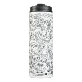 Klassisches Schwarz & Weiß Doddle Life ! Thermosbecher (Vorderseite)