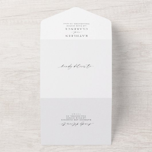 Klassisches Schwarz-Weiß-Foto Elegante Hochzeit All In One Einladung (Außenbereich)