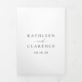 Klassisches Schwarz-Weiß-Foto Elegante Hochzeit Dreifach Gefaltete Einladung