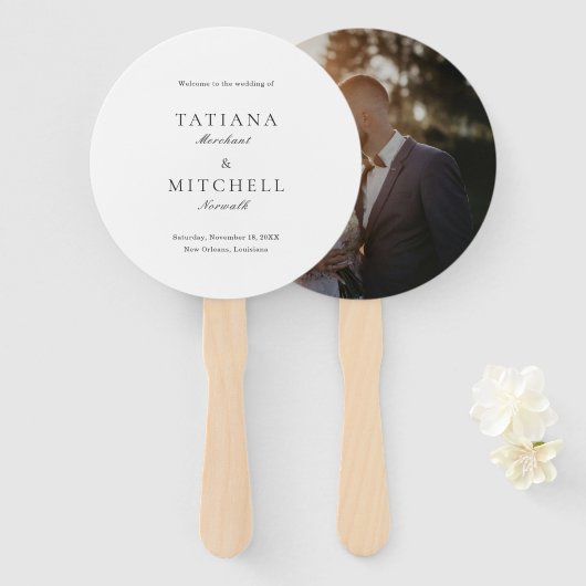 Klassisches Schwarz-Weiß-Foto Elegante Hochzeit Fächer (Vorne und Hinten)