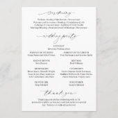 Klassisches Schwarz-Weiß-Foto Elegante Hochzeit Programm (Rückseite)