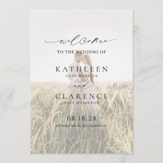 Klassisches Schwarz-Weiß-Foto Elegante Hochzeit Programm (Vorderseite)