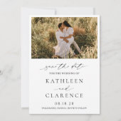 Klassisches Schwarz-Weiß-Foto Elegante Hochzeit Save The Date (Rückseite)