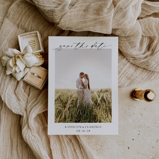 Klassisches Schwarz-Weiß-Foto Elegante Hochzeit Save The Date