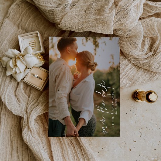 Klassisches Schwarz-Weiß-Foto Elegante Hochzeit Save The Date