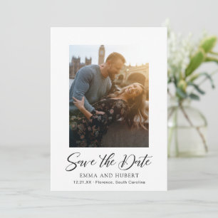 Klassisches Schwarz-Weiß-Foto Elegante Hochzeit Save The Date