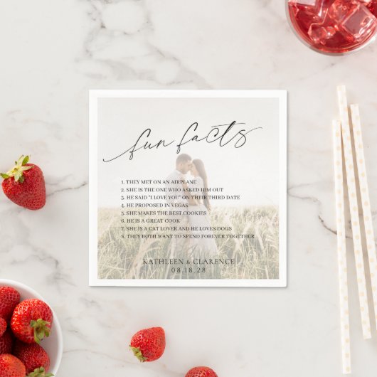 Klassisches Schwarz-Weiß-Foto Elegante Hochzeit Serviette (Beispiel)