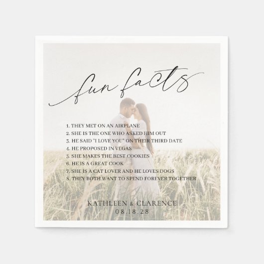 Klassisches Schwarz-Weiß-Foto Elegante Hochzeit Serviette (Vorderseite)