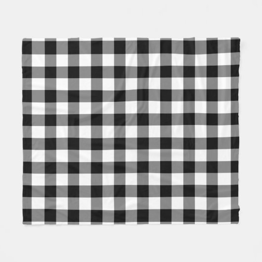 Klassisches Schwarz-Weiß-Gingham-Karo-Muster Fleecedecke (Vorderseite (Horizontal))