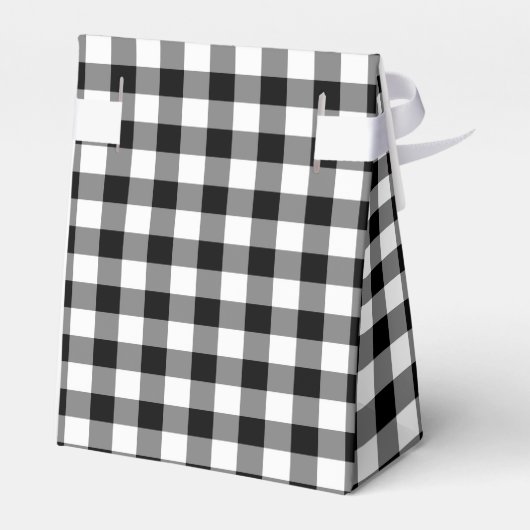 Klassisches Schwarz-Weiß-Gingham-Muster Geschenkschachtel (Rückseite)