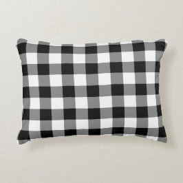 Klassisches Schwarz-Weiß-Gingham-Muster-Pillow Zierkissen