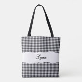 Klassisches Schwarz-Weiß-Gingham | Personalisierte Tasche (Rückseite)