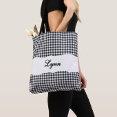 Klassisches Schwarz-Weiß-Gingham | Personalisierte Tasche (Von Nahem)