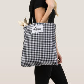 Klassisches Schwarz-Weiß-Gingham | Personalisierte Tasche (Von Nahem)