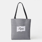Klassisches Schwarz-Weiß-Gingham | Personalisierte Tasche (Rückseite)