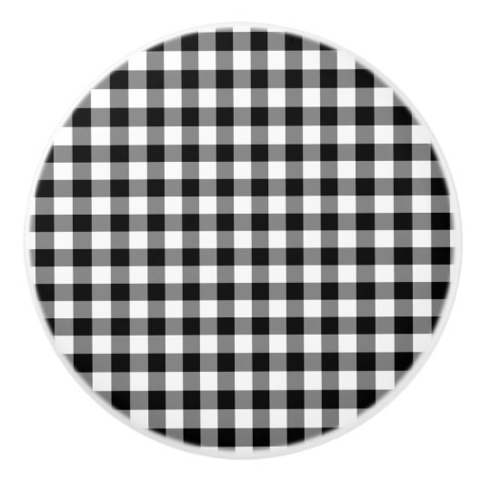 Klassisches Schwarz-Weiß-Gingham-Prüfmuster Keramikknauf (Vorderseite)