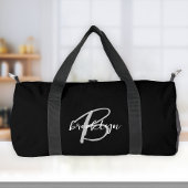 Klassisches Schwarz-weiß-Gray-Script-Monogramm Duffle Bag