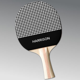 Klassisches Schwarz-Weiß-Hahnentritt-Tischtennissc Tischtennis Schläger