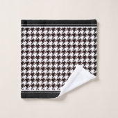 Klassisches Schwarz-Weiß-Hahnentrittmuster Badhandtuch Set (Waschlappen)