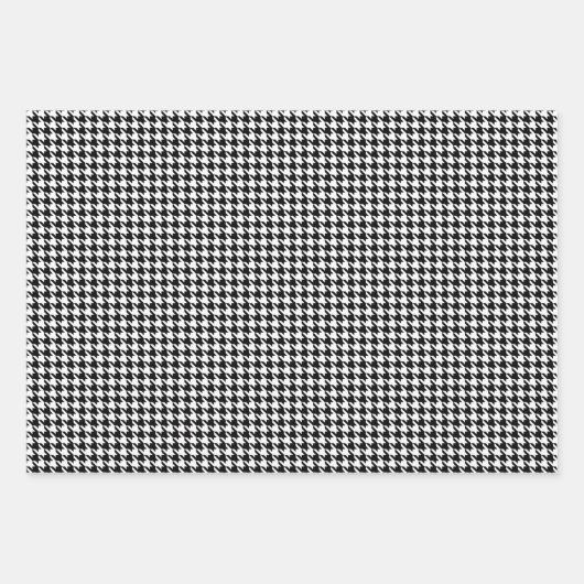 Klassisches Schwarz-Weiß-Hahnentrittmuster Geschenkpapier Set (Vorderseite)