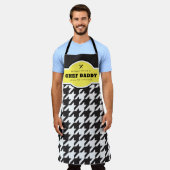 Klassisches Schwarz/Weiß Hahnentrittmuster Kunstha Schürze (Getragen)