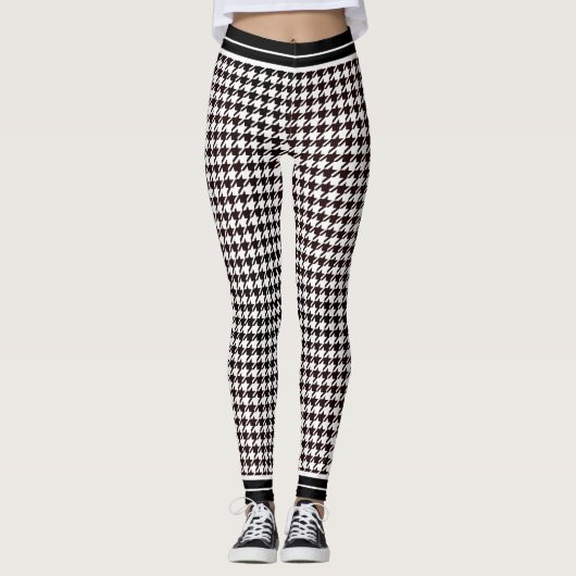 Klassisches Schwarz-Weiß-Hahnentrittmuster    Leggings (Vorderseite)